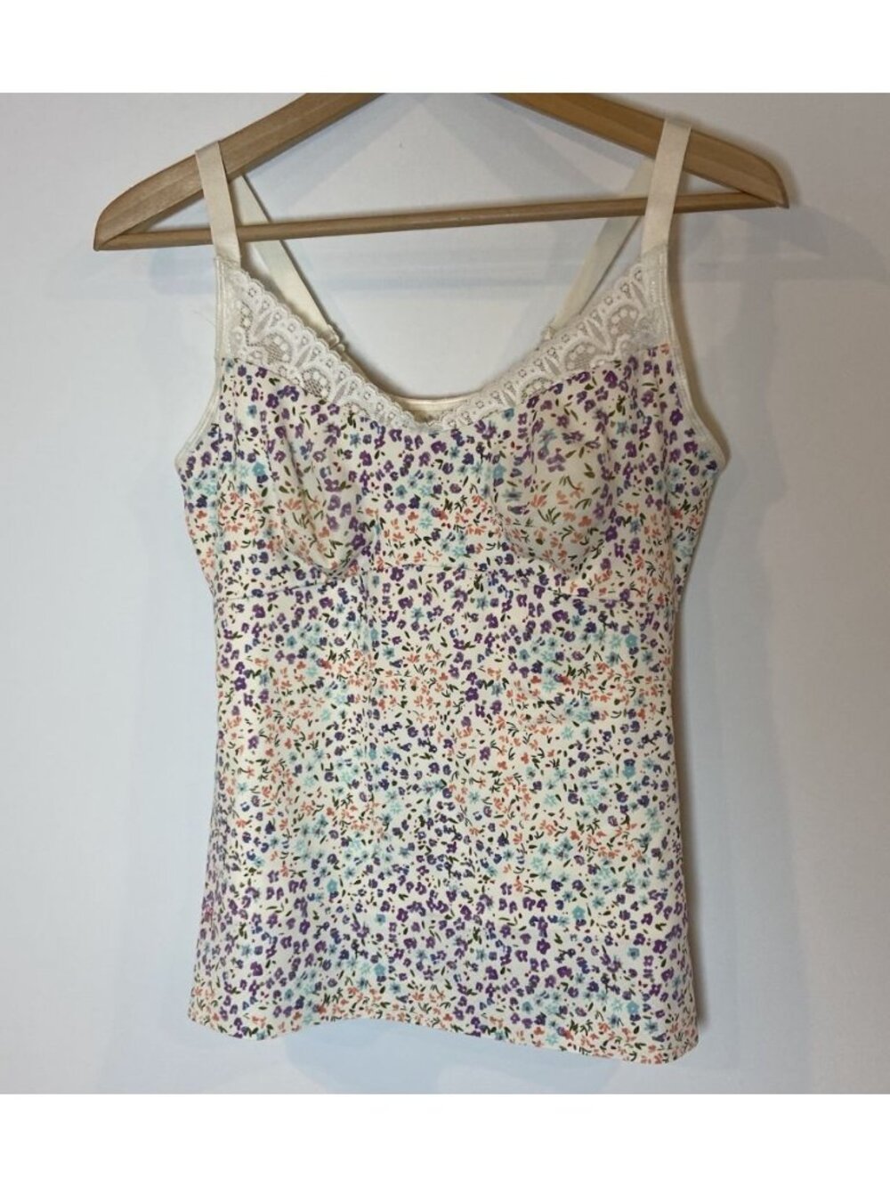 Ruby Ribbon Heritage Lace Cami Tank Shapewear Blue Purple Pink Floral Size 34